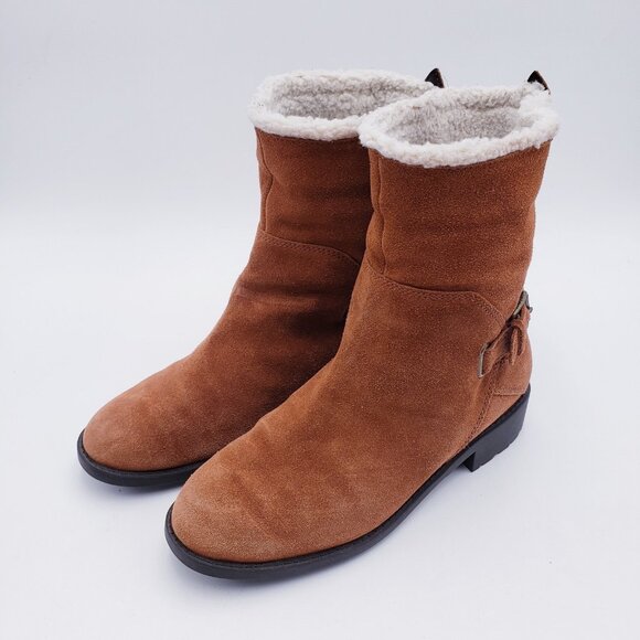Cole Haan Quiana Bootie Womens Size 8 British Tan Brown Suede Waterpoof Boots - Picture 2 of 10